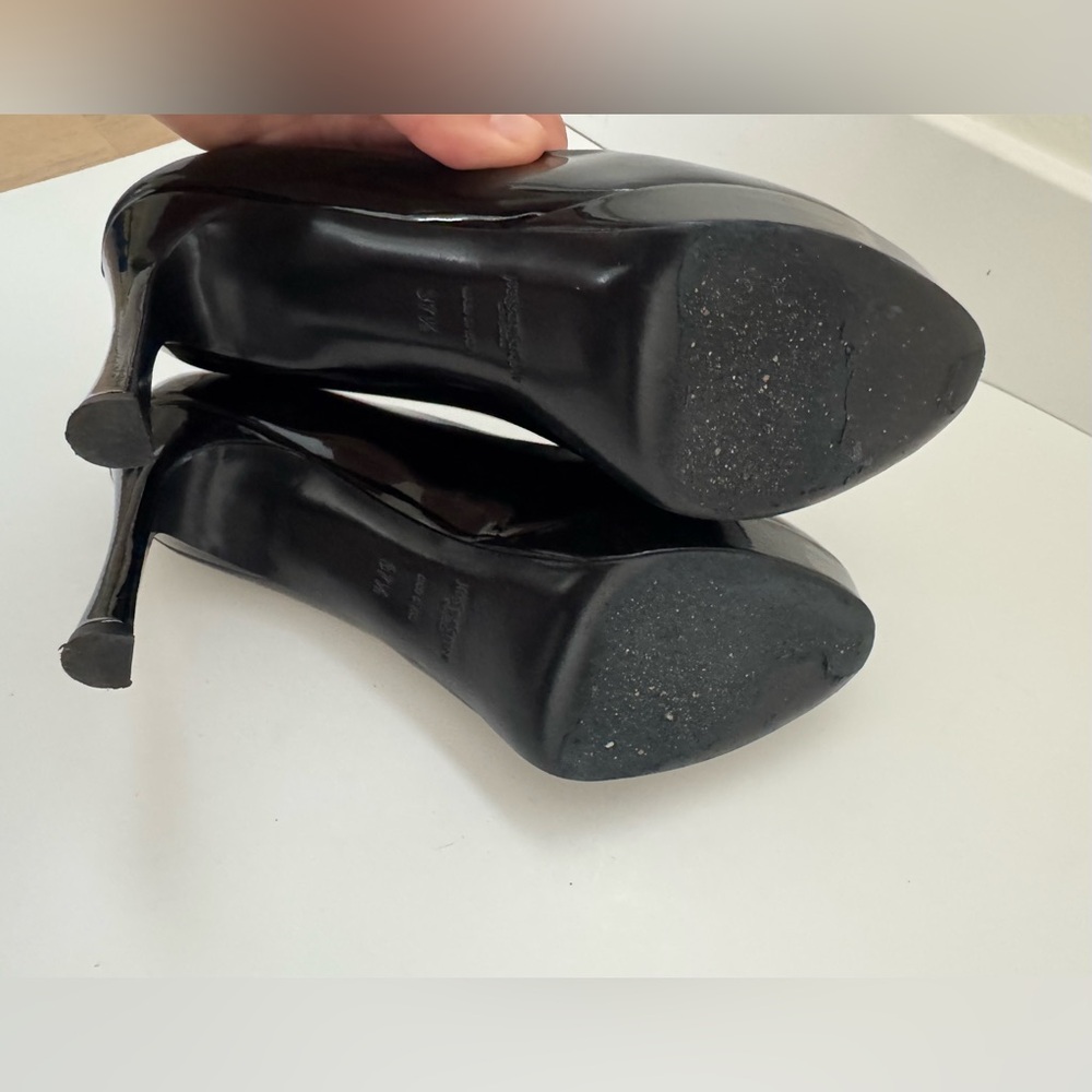 Yves Saint Laurent YSL Tribute Black Patent Leather Platform Heels Pumps 37.5 - Picture 7 of 12